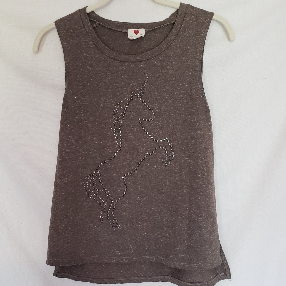 Brown unicorn studded tank top sleeveless size XS